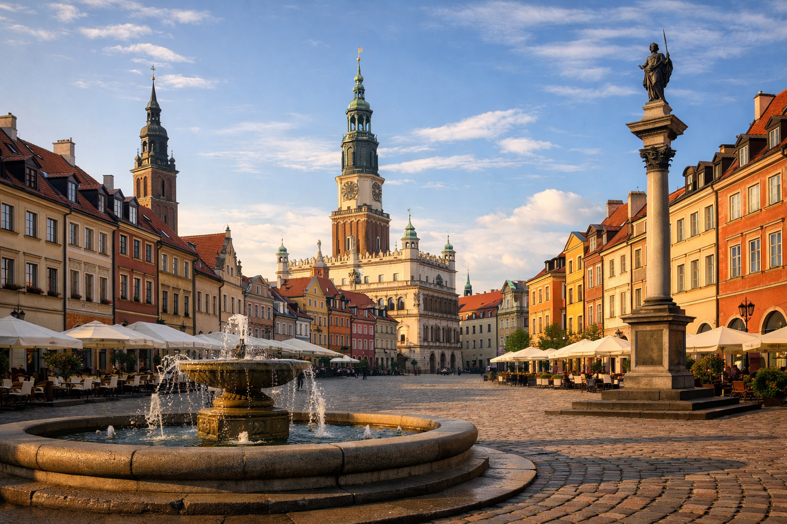 Warszawska Starówka z kolorowymi kamienicami i Zamkiem Królewskim w tle