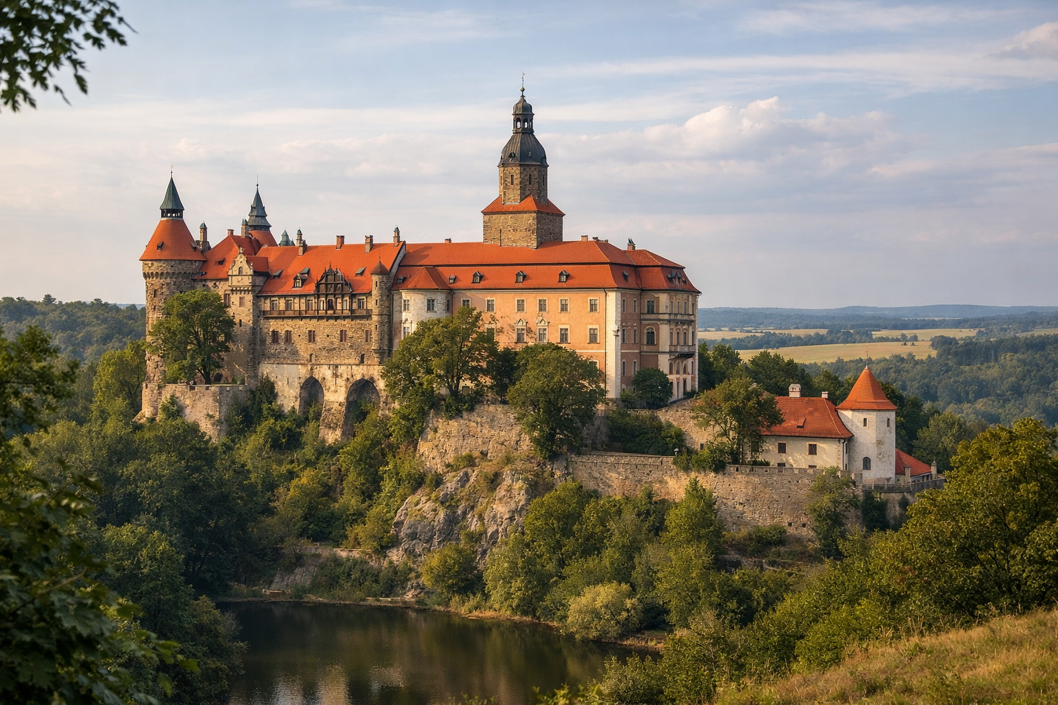 Historyczny zamek w polskim krajobrazie